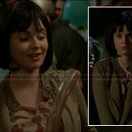 Bay’s khaki green jacket with embroidered shoulders on Switched at Birth