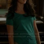Bay’s teal blue tee with eyelet details on Switched at Birth