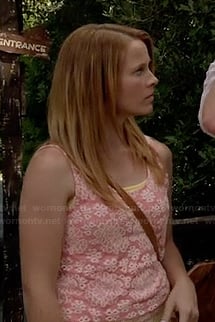 Daphne's pink and white lace tank top on Switched at Birth