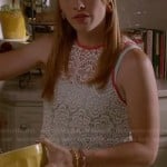 Daphne’s white lace tank top with pink trim on Switched at Birth