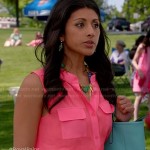 Divya’s hot pink sleeveless shirt on Royal Pains