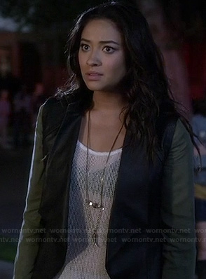 Emily's green and black leather jacket on Pretty Little Liars