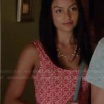 Lexi’s coral pink printed dress on The Fosters