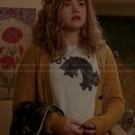 Jo’s cat tee and yellow cardigan on Twisted