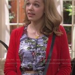 Keira’s blue tropical print tie front dress on Melissa and Joey