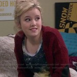 Lennox’s galaxy print top and red elbow patch cardigan on Melissa and Joey