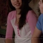 Mariana’s pink henley baseball sleeve tee on The Fosters