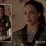 Phoebe’s gold matching blazer and skirt on Twisted