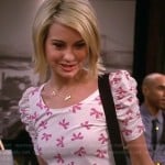 Riley’s pink bow print top and love/star necklace on Baby Daddy