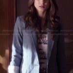 Spencer’s tree graphic printed midi/maxi dress and chambray blazer on Pretty Little Liars