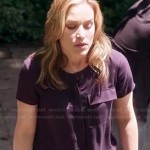 Annie’s purple short sleeve blouse with front pockets on Covert Affairs