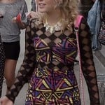 Carrie’s geometric/diamond printed mesh bodycon dress on The Carrie Diaries