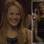 Daphne’s navy eyelet and bead detail top on Switched at Birth