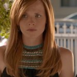 Daphne’s navy and turquoise blue embroidered halter top on Switched at Birth