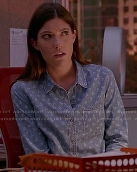 Debra's floral printed chambray shirt on Dexter