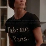 Fiona’s “Take Me To Paris” tee on Burn Notice