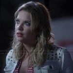 Hanna’s white studded denim jacket on Pretty Little Liars