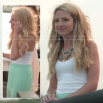 Jackie’s mint green sheer maxi skirt on The Vineyard