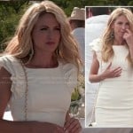 Jackie’s white ruffled sleeve dress at the white party on The Vineyard