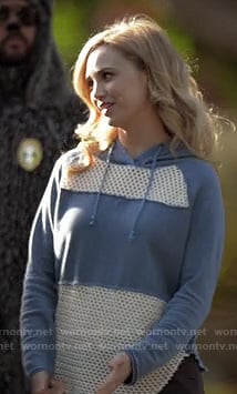 Jenna's blue mesh hoodie on Wilfred