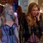 Josslyn’s purple corset and leather jacket on Mistresses