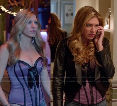 Josslyn's purple corset and leather jacket on Mistresses