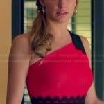 Josslyn’s black and red one-shouldered dress on Mistresses