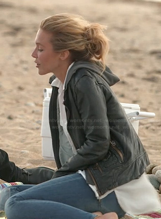 Katie’s leather hooded jacket on The Vineyard