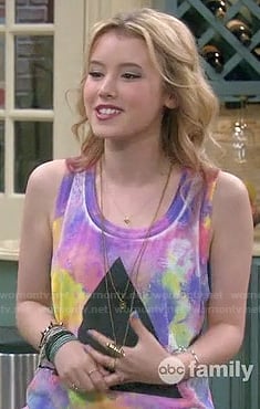 Lennox's pink tie dye tank top with black triangle on Melissa & Joey