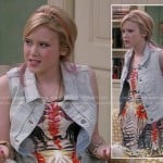 Lennox’s tropical print romper and denim vest on Melissa and Joey