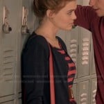 Lydia’s coral and navy striped eyelet dress on Teen Wolf