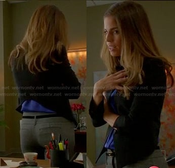 Marisol's black cropped blazer with high back on Devious Maids