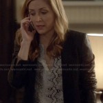 Maura’s blazer with leather zip sleeves on Rizzoli and Isles