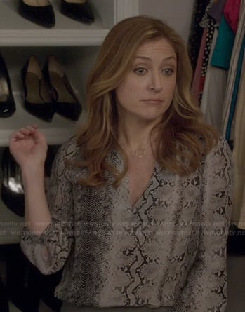 Maura’s snake print v-neck blouse on Rizzoli and Isles