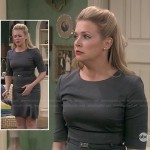 Mel’s grey elbow sleeve dress with ruffled hem on Melissa and Joey