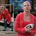 Mel’s black polka dot pajama pants and red robe on Melissa and Joey