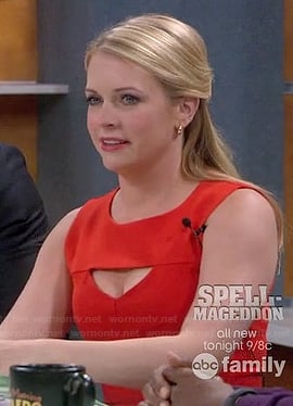 Mel's orange cutout dress on Melissa and Joey