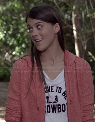 Paige’s “I’d Love To Be A Cowboy” tee and cropped hoodie on Pretty Little Liars