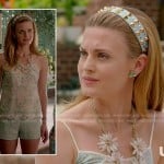 Paige’s spiked headband and mint shorts and cami on Royal Pains