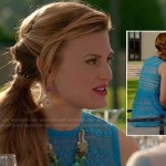 Paige’s turquoise blue lace/crochet dress on Royal Pains