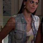 Paige’s AC/DC cassette tape graphic tee and chambray sleeveless shirt on Pretty Little Liars