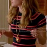 Paige’s navy and red striped dress on Royal Pains