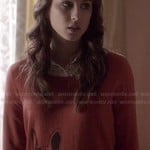 Spencer’s orange dog sweater and crossed sword print shirt  on Pretty Little Liars