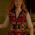 Alexis’s red ikat patterned top on Castle