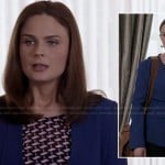 Bones’s sail boat print blouse and blue blazer on Bones