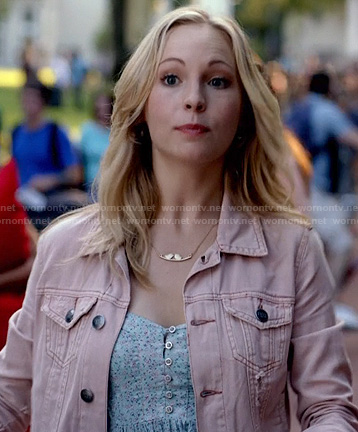 Caroline’s pink denim jacket on The Vampire Diaries