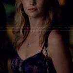 Caroline’s purple ruffled cami on The Vampire Diaries