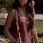 Elena’s purple split neck tank top on The Vampire Diaries