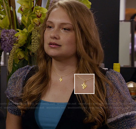 Elizabeth’s gold dove charm necklace on New Girl