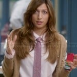 Gina’s floral neck tie, brown cardigan and striped iPhone case on Brooklyn Nine Nine